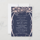 Bridal Shower Rose Gold Confetti Blue Navy Invitation (Front)