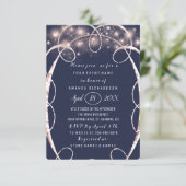 Bridal Shower Rose Gold Confetti Blue Navy Invitation (Standing Front)