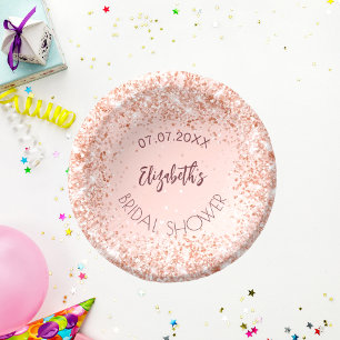 Bridal Shower rose gold confetti name Paper Bowls