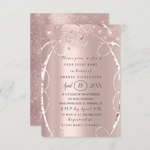 Bridal Shower Rose Gold Confetti Sweet 16th Invitation
