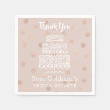 Bridal Shower Rose Gold Confetti Wedding Cake Paper Napkins by angela65 at Zazzle