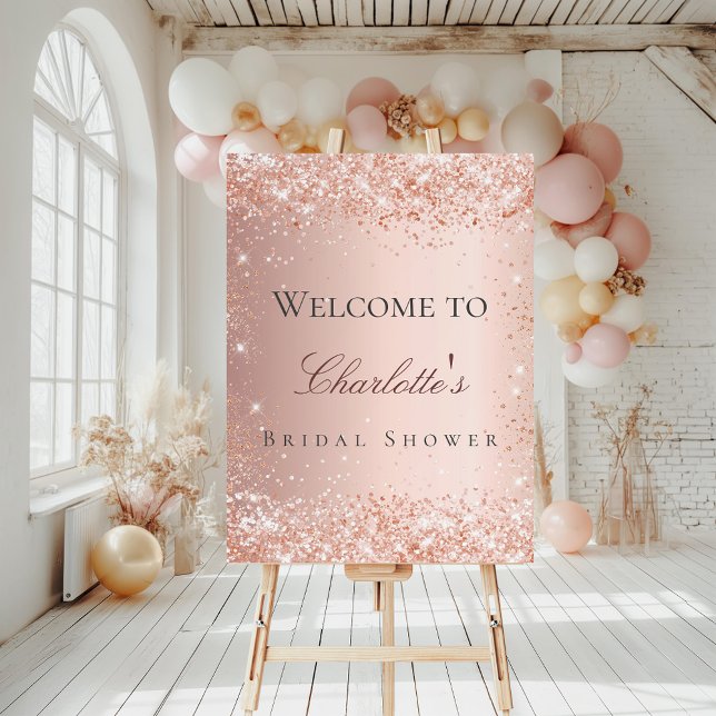 Bridal shower rose gold confetti welcome foam board (Creator Uploaded)