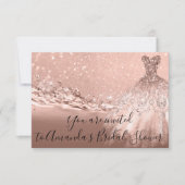 Bridal Shower Rose Gold Dress Glitter Ocean Invitation (Front)