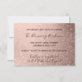 Bridal Shower Rose Gold Dress Glitter Ocean Invitation (Back)