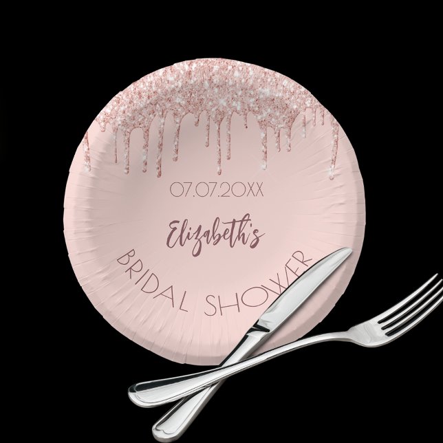 Bridal Shower rose gold drips party Paper Bowls (Creator Uploaded)