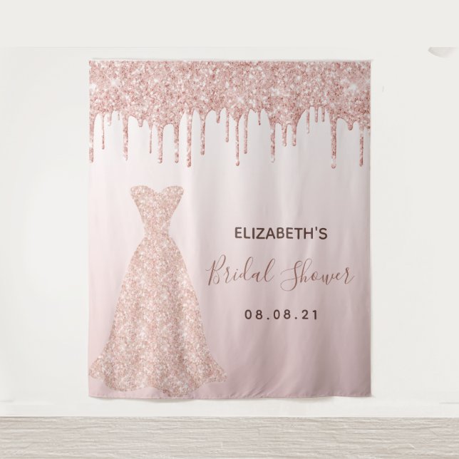 Bridal Shower rose gold drips Tapestry (Front)