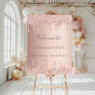 Bridal shower rose gold drips welcome foam board