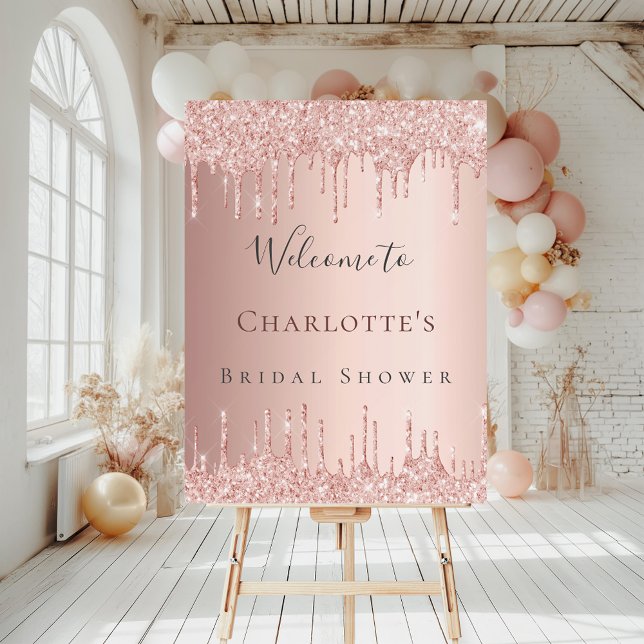 Bridal shower rose gold drips welcome foam board (Creator Uploaded)