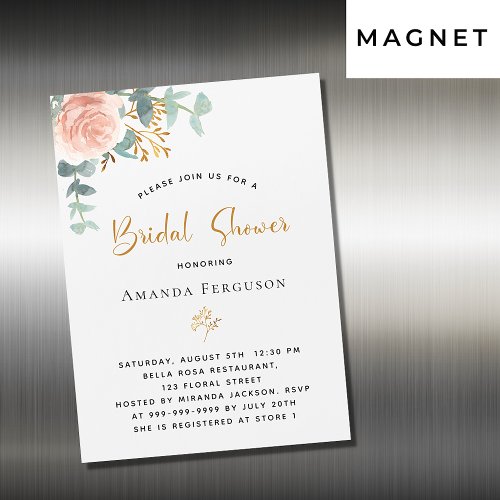 Bridal Shower rose gold eucalyptus greenery luxury Magnetic Invitation