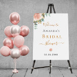 Bridal Shower rose gold floral eucalyptus elegant Foam Board<br><div class="desc">For a Bridal Shower. A chic white background. Decorated with a rose gold and blush pink floral,  flower (rose)and green watercolored eucalyptus leaves,  sprigs,  greenery and a faux gold sprig. Personalize and add the name of the bride and a date. Black and golden letters.
Back: no design</div>