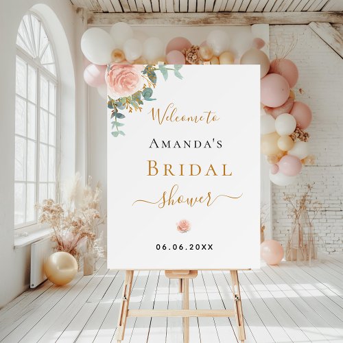 Bridal Shower rose gold floral eucalyptus elegant Foam Board