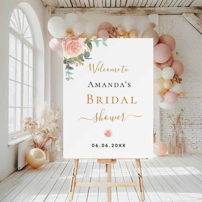 Bridal Shower rose gold floral eucalyptus elegant Foam Board (Creator Uploaded)