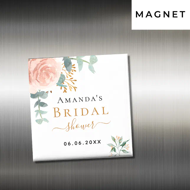 Bridal Shower rose gold floral eucalyptus favor Zazzle