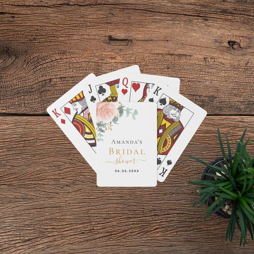 Bridal Shower rose gold floral eucalyptus greenery Playing Cards