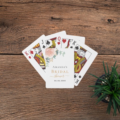 Bridal Shower rose gold floral eucalyptus greenery Poker Cards