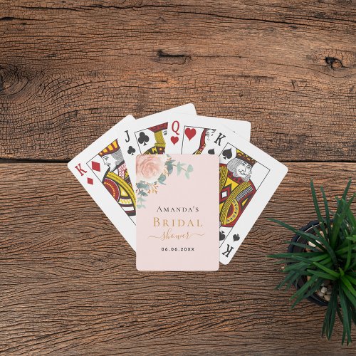 Bridal Shower rose gold floral eucalyptus greenery Poker Cards