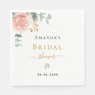 Bridal Shower rose gold floral eucalyptus luncheon Napkins