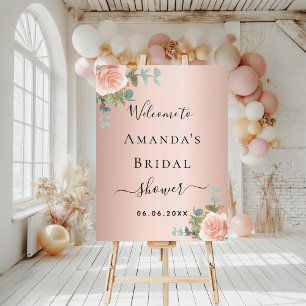 Bridal Shower rose gold floral eucalyptus welcome Foam Board