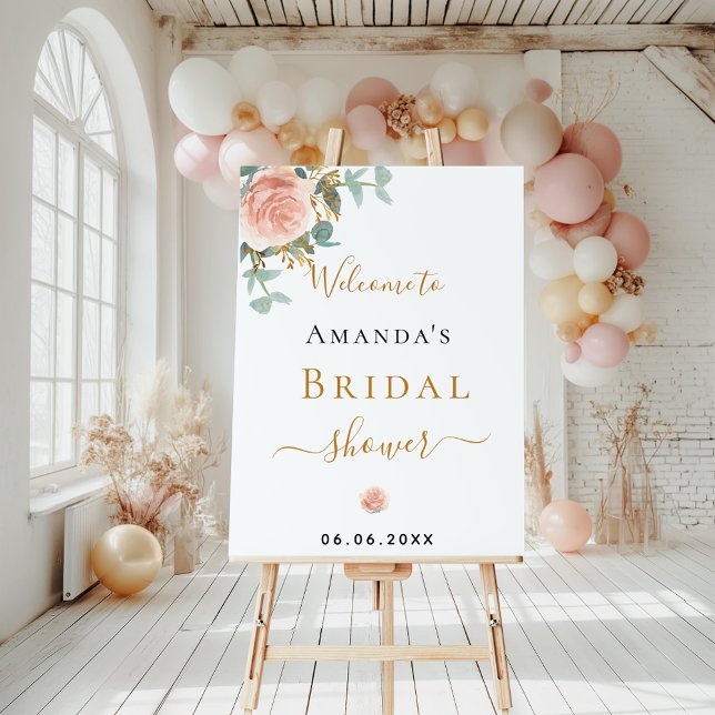 Bridal Shower rose gold floral eucalyptus welcome Foam Board (Creator Uploaded)