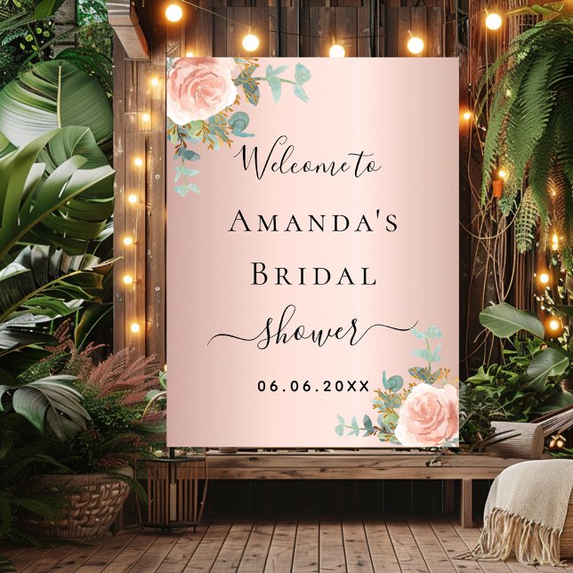 Bridal Shower rose gold florals welcome sign (Creator Uploaded)