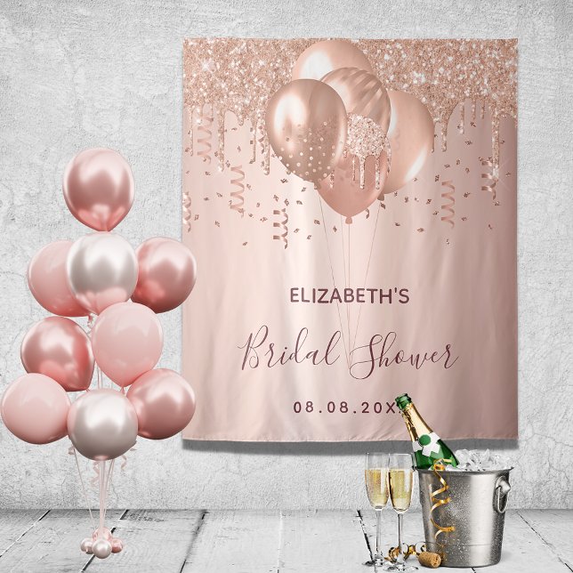 Bridal Shower rose gold glitter balloons Tapestry (Creator Uploaded)
