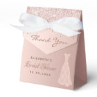 Bridal Shower rose gold glitter dress thank you