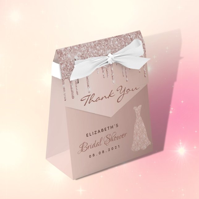 Bridal Shower rose gold glitter dress thank you Favor Boxes (Creator Uploaded)
