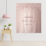 Bridal Shower rose gold glitter drips glam Tapestry<br><div class="desc">Elegant, classic, glamorous and girly style the bridal shower banner, photo backdrop. Faux rose gold glitter drip, paint drip look as decoration. Rose gold faux metallic looking background. With the text: Bridal shower written with a modern dark rose colored hand lettered style script. Template for the bride's name and a...</div>