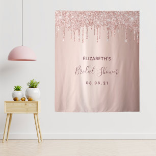 Bridal Shower rose gold glitter drips glam Tapestry