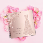 Bridal Shower rose gold glitter drips guest book<br><div class="desc">Elegant, classic, glamorous and girly style bridal shower. A rose gold dress with faux rose gold glitter drips. A rose gold faux metallic looking background. With the text: Bridal Shower on the front written with a modern dark rose gold colored hand lettered style script. Template for the bride's name and...</div>