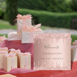 Bridal shower rose gold glitter drips welcome foam board