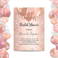 Bridal Shower rose gold glitter drops balloons