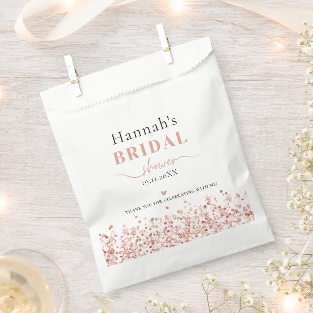 Bridal Shower Rose Gold Glitter Elegant favor bag (Clipped)