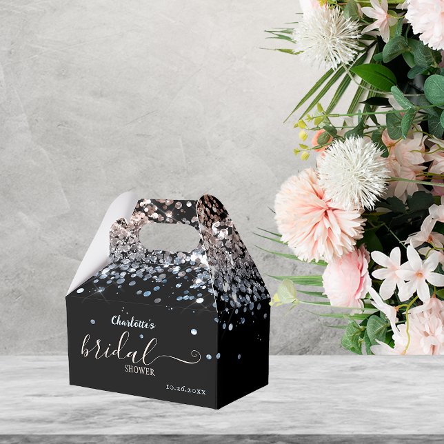 Bridal Shower Rose-Gold Glitter Favor Box (Creator Uploaded)