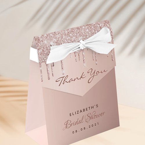 Bridal Shower rose gold glitter glam thank you Favor Boxes