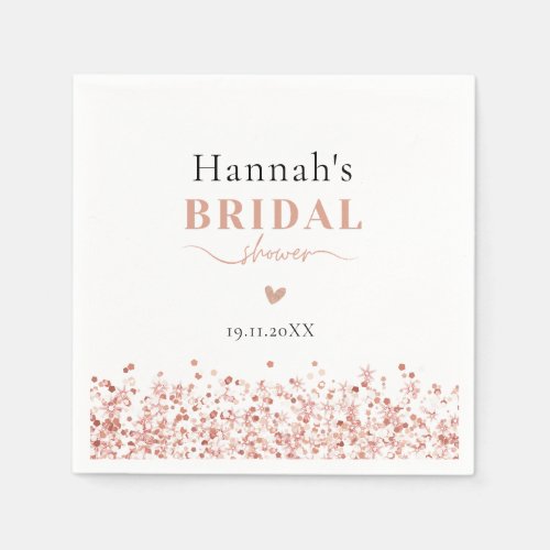 Bridal Shower Rose Gold Glitter Napkins