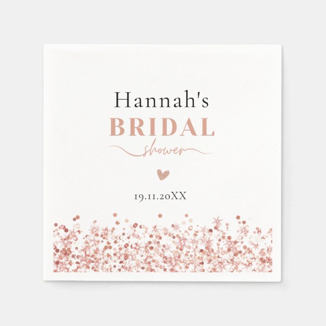 Bridal Shower Rose Gold Glitter Napkins (Front)