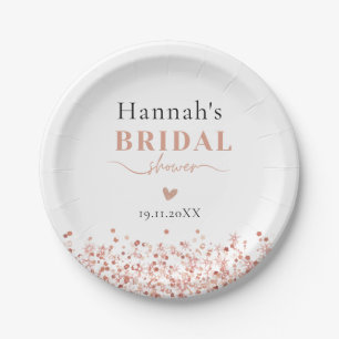 Bridal Shower Rose Gold Glitter Paper Plates