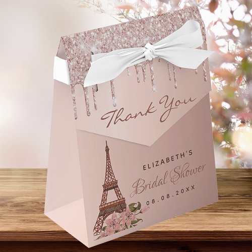 Bridal Shower rose gold glitter Paris thank you Favor Boxes