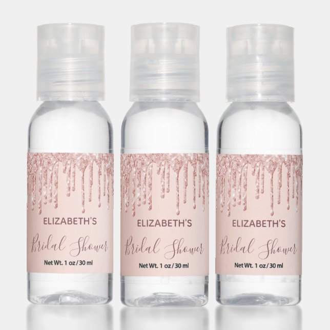 Bridal Shower rose gold glitter pink sparkle Hand Sanitizer (Set)
