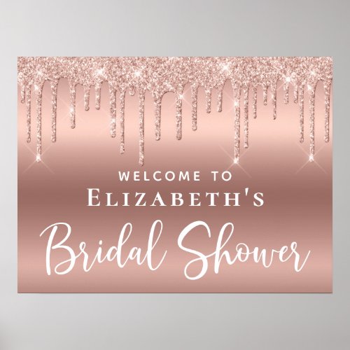 Bridal Shower Rose Gold Glitter Welcome Poster