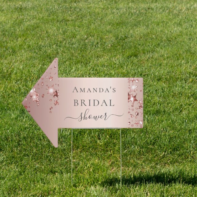 Bridal Shower rose gold name arrow Sign (Insitu)