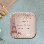 Bridal Shower rose gold Paris Eiffel Tower Paper Plates<br><div class="desc">For an elegant,  classic,  glamorous and girly style bridal shower.  A rose gold gradient background,  decorated with the Eiffel Tower,  Paris. With the text: Bridal Shower. Personalize and add the bride's name and a date.</div>