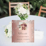 Bridal Shower rose gold photo silver glitter Foam Board<br><div class="desc">A welcome sign for a glamorous bridal shower.  A rose gold faux metallic looking background decorated with faux silver glitter dust.   Personalize and add a high quality photo and a name.</div>