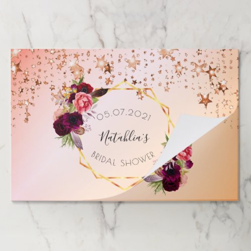 Bridal Shower rose gold pink floral paper placemat