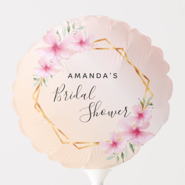 Bridal Shower rose gold pink flowers Balloon (Front)
