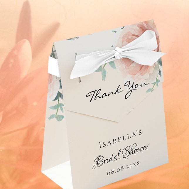 Bridal shower rose gold pink flowers thank you favor boxes (Creator Uploaded)