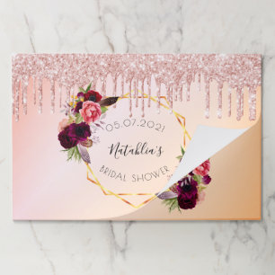 Bridal Shower rose gold pink glitter placemat
