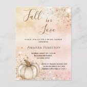 Bridal shower rose gold rustic pumpkin fall love  invitation postcard (Front)
