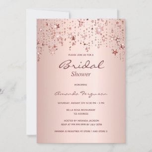 Bridal Shower rose gold stars Invitation